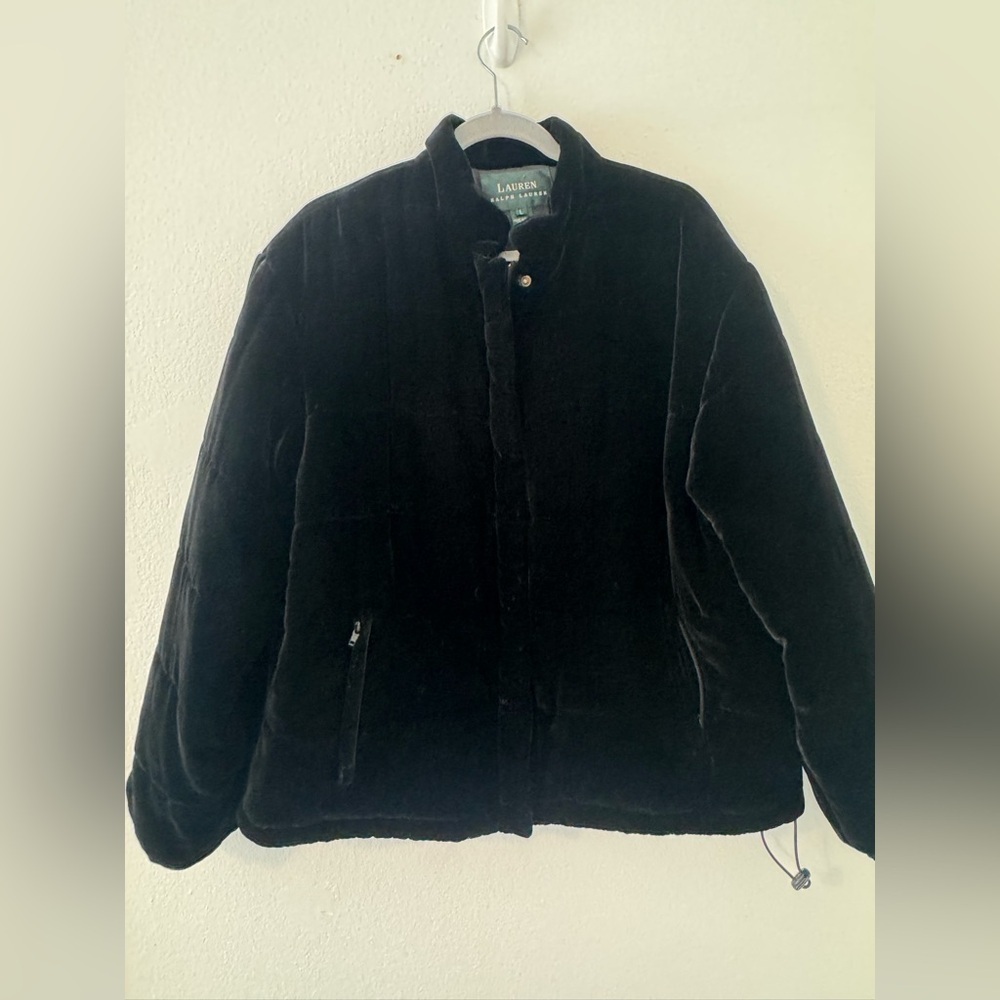 Lauren Ralph Lauren Vintage Black Velvet Jacket Rayon Silk Dark Academia Large